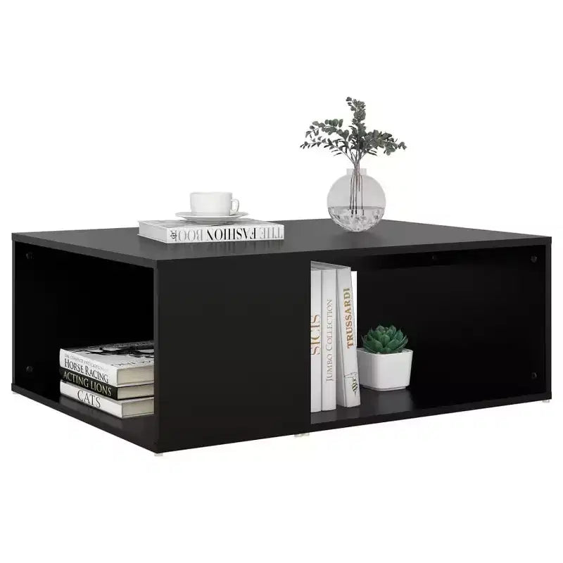 vidaXL Table basse noire en bois d'ingénierie moyenne rectangulaire moderne