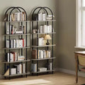 71 Arched Bookshelf 2PCs,5 Tier Bookcase Open Bookshelf with Metal Frame, Freestanding Display Rack for Living Room Home Office