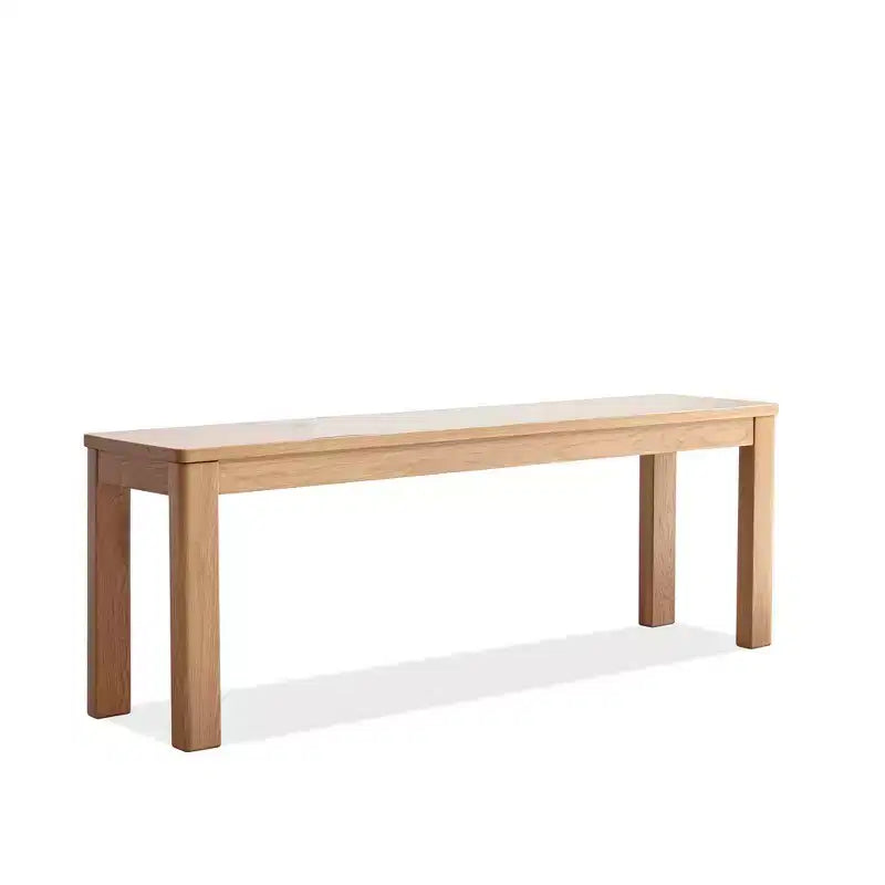 MAYEERTY Banc en chêne massif, chaise rectangulaire avec renfort métallique pour salle à manger, salon et entrée