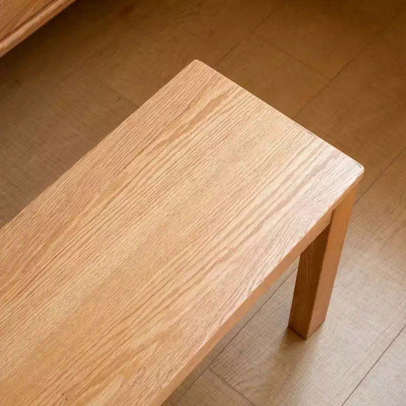 MAYEERTY Banc en chêne massif, chaise rectangulaire avec renfort métallique pour salle à manger, salon et entrée