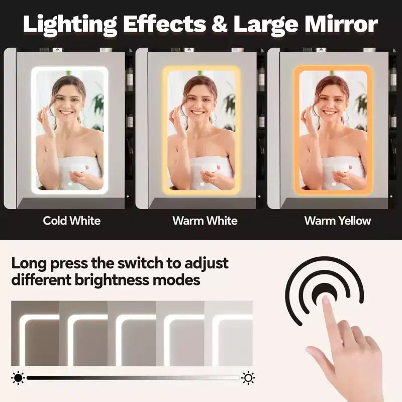 Coiffeuse de Maquillage avec Lumières, Miroir et Station de Recharge - Table de Maquillage avec Ports USB, Tabouret, Tiroirs et Rangement pour Chambre à Coucher