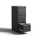VIYET 40.39 3-Drawer Black Metal Vertical File Cabinet with Lock, Steel Filing Cabinet for Home Office, Fits A4/Legal/Letter