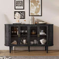 TUYOHW Wood Sideboard Cabinet,Credenza with Cable Management,Tempered Glass Doors,Adjustable Shelves,Console Cabinet for Kitchen,Dining Room