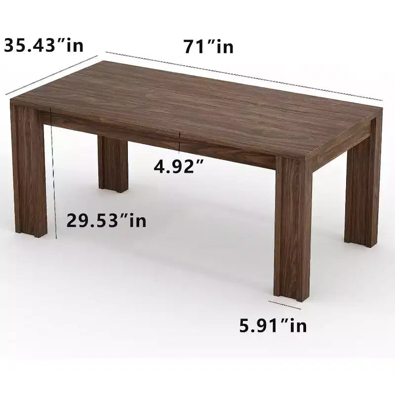71 Grande table à manger pour 6-8 personnes, table de salle à manger de cuisine rectangulaire de style ferme avec pieds en H plus larges et grand plateau en bois, pour appartement, cuisine