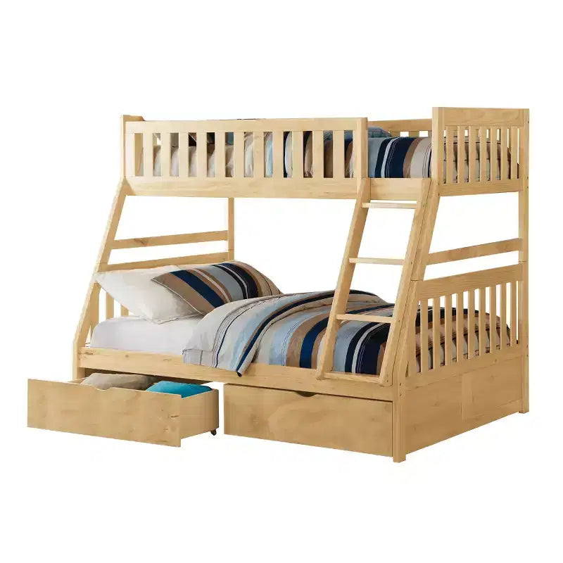 Lit superposé moderne en bois, double sur toute la longueur, avec tiroirs de rangement