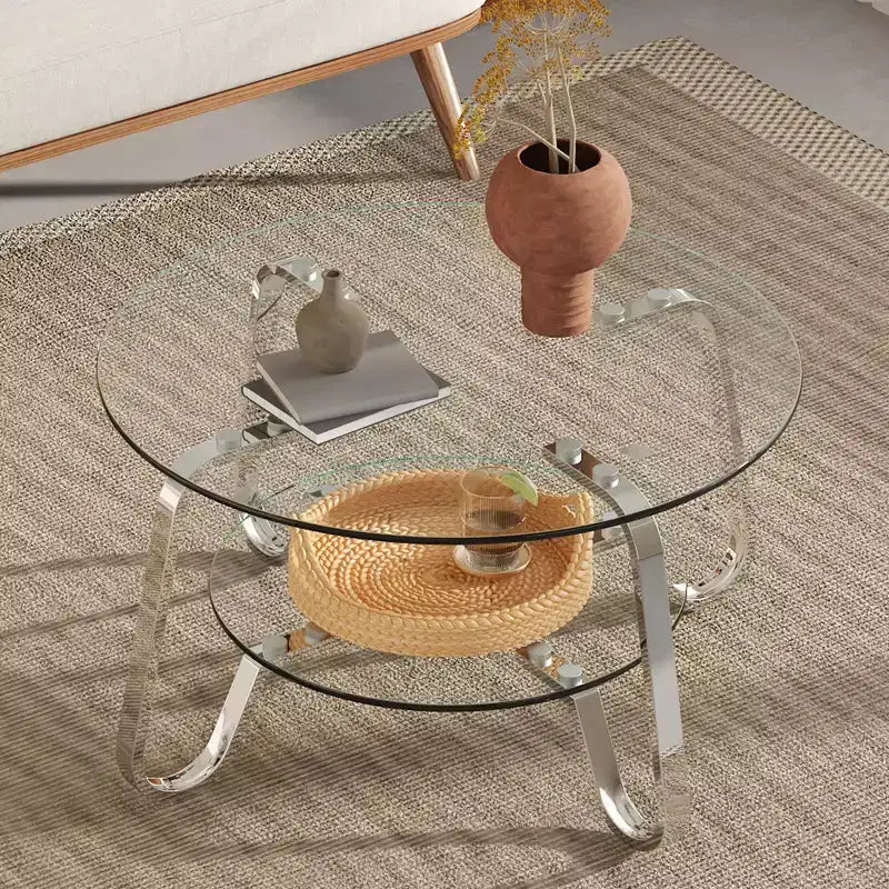 Table basse en verre de 45 cm, table basse moderne avec plateau en verre trempé pour salon