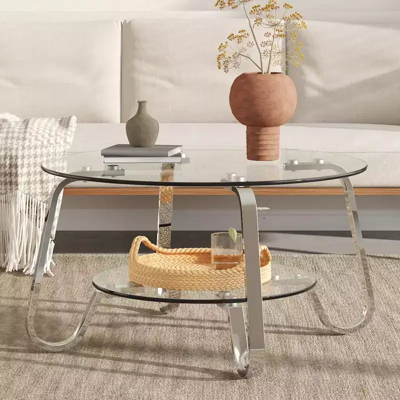Table basse en verre de 45 cm, table basse moderne avec plateau en verre trempé pour salon