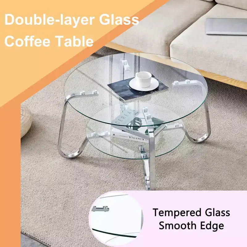 Table basse en verre de 45 cm, table basse moderne avec plateau en verre trempé pour salon