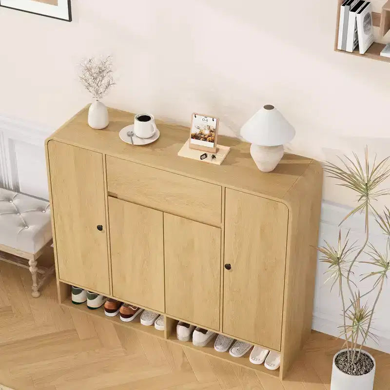 Meuble à chaussures de 120 cm de large avec 4 portes et 1 tiroir, meuble de rangement pour chaussures d'entrée, de salon ou de chambre à coucher