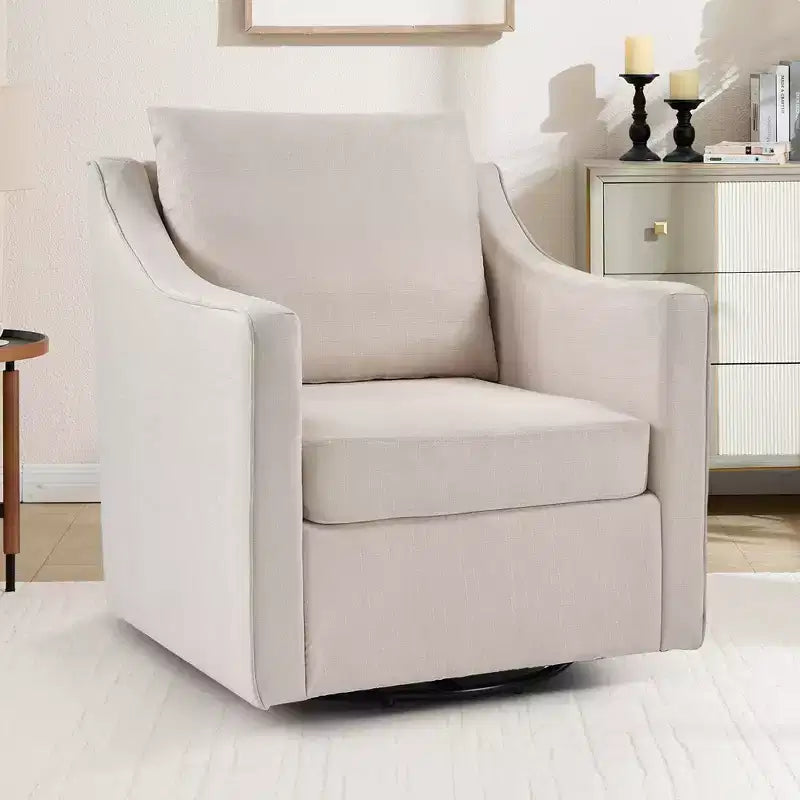 Fauteuil carré pivotant avec dossier épais rembourré, chaise de lecture pour salon, chambre à coucher, petits espaces