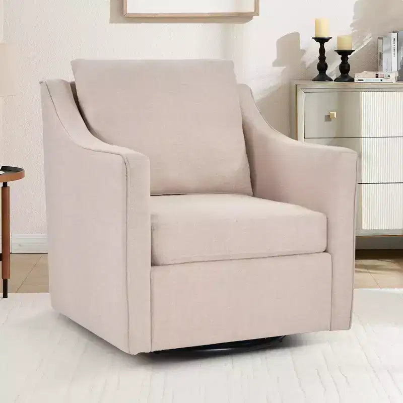 Fauteuil carré pivotant avec dossier épais rembourré, chaise de lecture pour salon, chambre à coucher, petits espaces