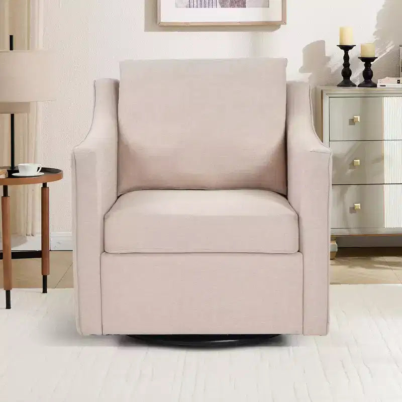 Fauteuil carré pivotant avec dossier épais rembourré, chaise de lecture pour salon, chambre à coucher, petits espaces