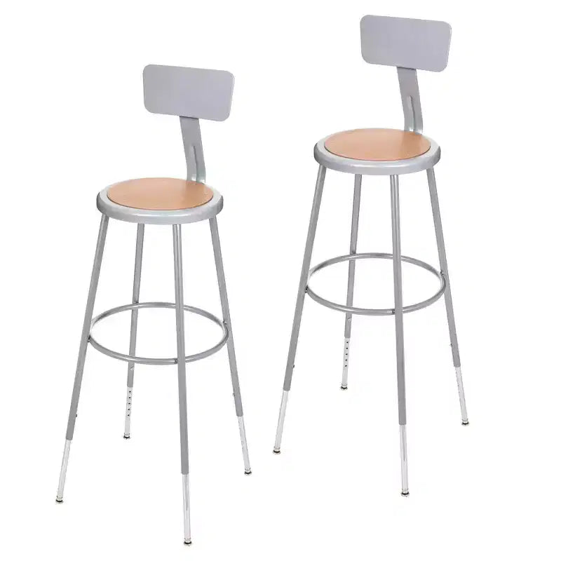 2pk 32"-39" Adjustable Heavy Duty Steel Barstool with Backrest Gray - Hampden Furnishings