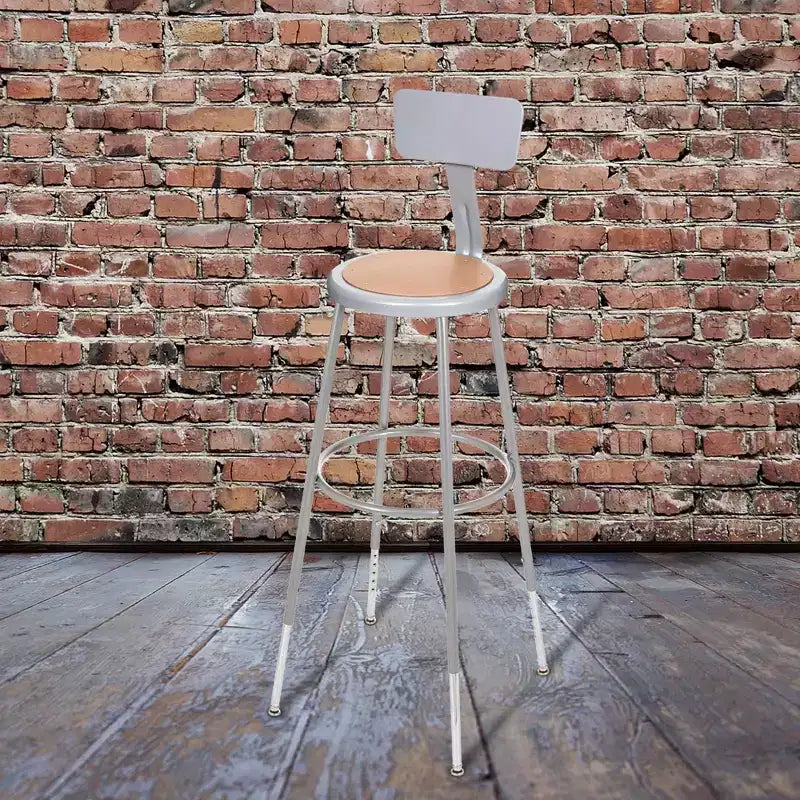 Lot de 2 tabourets de bar en acier robustes et réglables de 81,3 cm à 99,1 cm avec dossier, gris