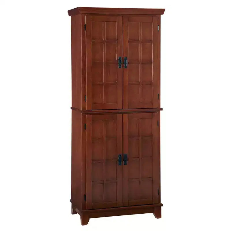 Home Styles Arts & Crafts Pantry Cottage Oak : Traditional Hardwood Kitchen Storage, 4-Door, 4-Shelf
