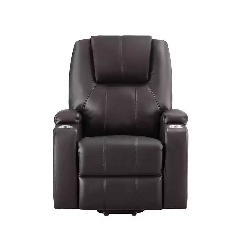 Fauteuil inclinable électrique en similicuir marron
