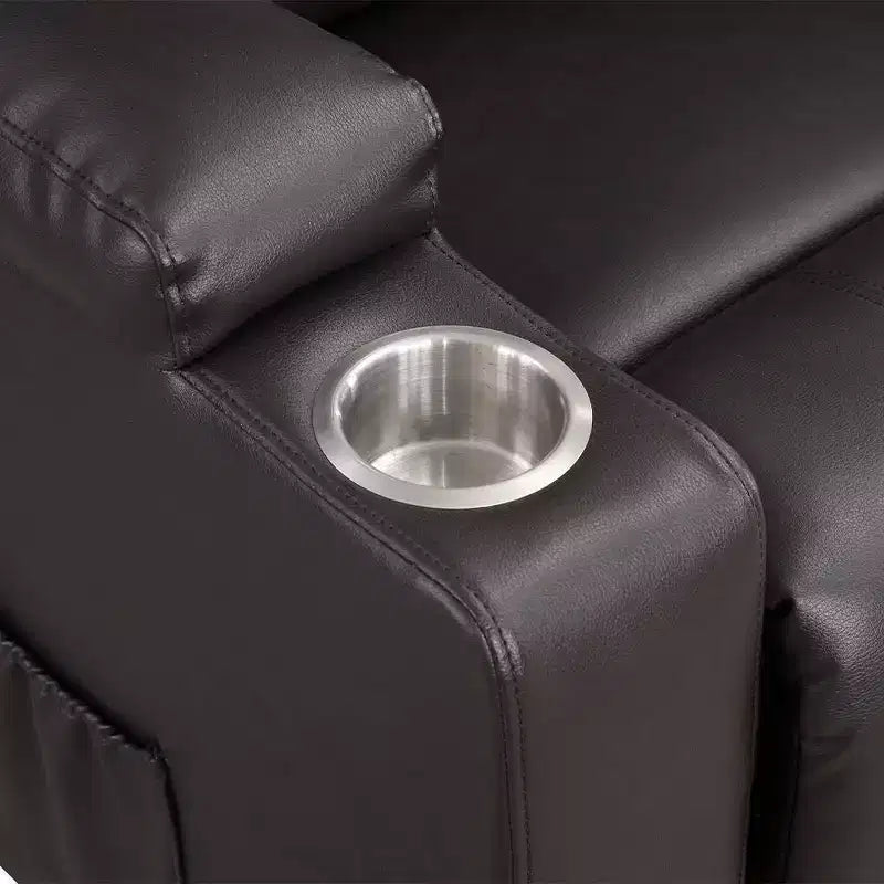 Fauteuil inclinable électrique en similicuir marron