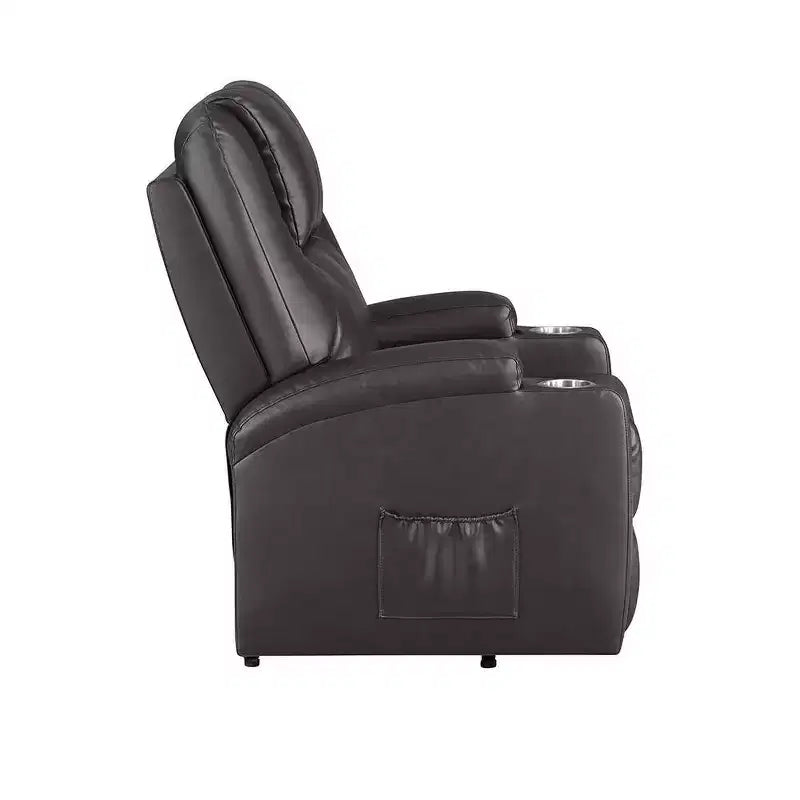 Fauteuil inclinable électrique en similicuir marron