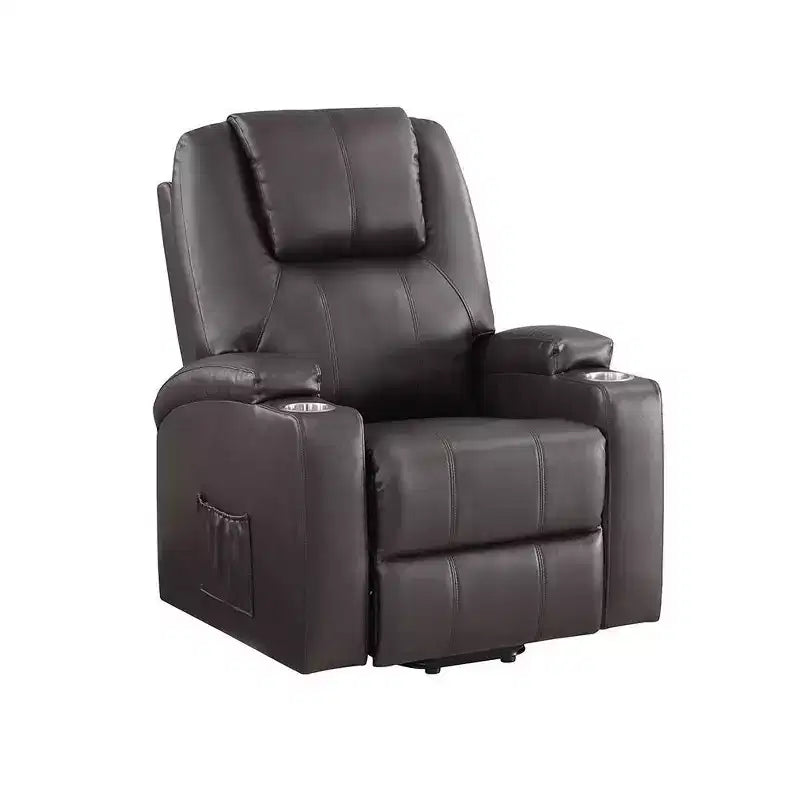 Fauteuil inclinable électrique en similicuir marron
