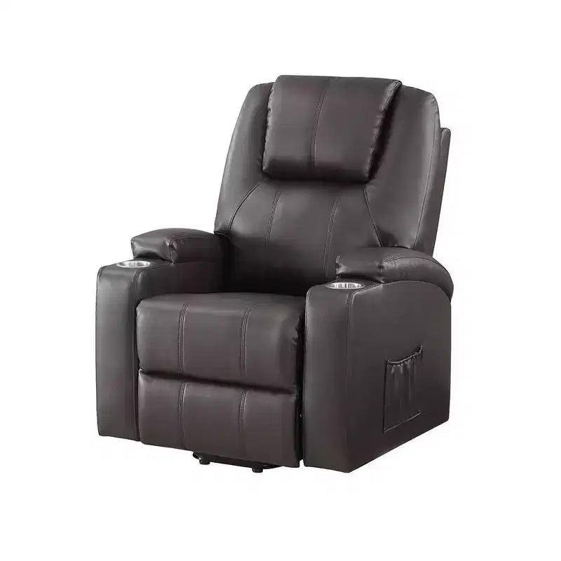 Fauteuil inclinable électrique en similicuir marron