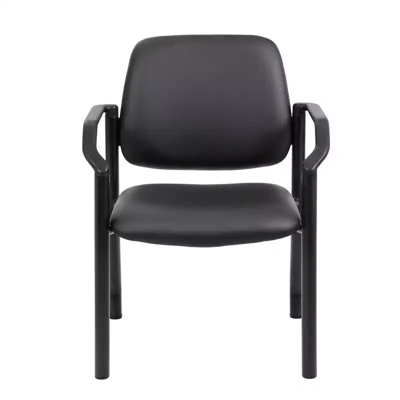 Fauteuil de bureau visiteur noir antimicrobien 136 kg, dossier mi-hauteur robuste, structure en métal, facile à nettoyer