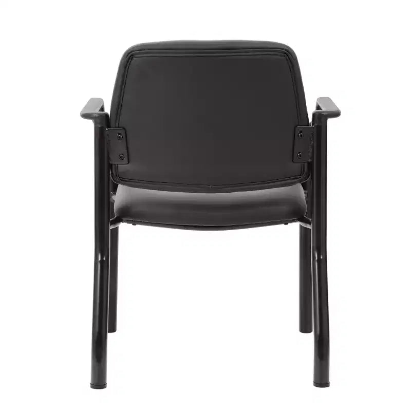 Fauteuil de bureau visiteur noir antimicrobien 136 kg, dossier mi-hauteur robuste, structure en métal, facile à nettoyer