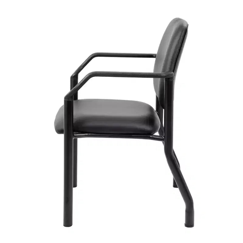 Fauteuil de bureau visiteur noir antimicrobien 136 kg, dossier mi-hauteur robuste, structure en métal, facile à nettoyer