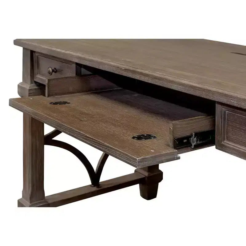 Bureau Carson marron - Martin Furniture : Bois teinté, quincaillerie métallique, 3 tiroirs, mobilier de bureau