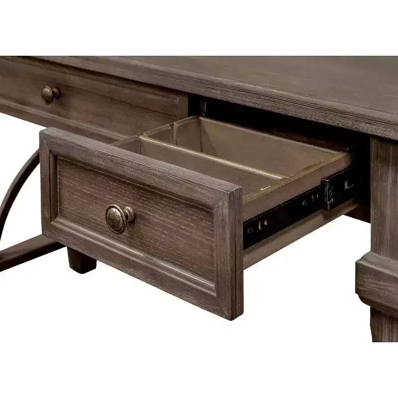 Bureau Carson marron - Martin Furniture : Bois teinté, quincaillerie métallique, 3 tiroirs, mobilier de bureau