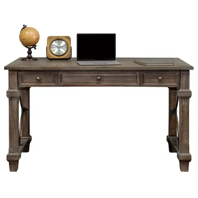 Bureau Carson marron - Martin Furniture : Bois teinté, quincaillerie métallique, 3 tiroirs, mobilier de bureau