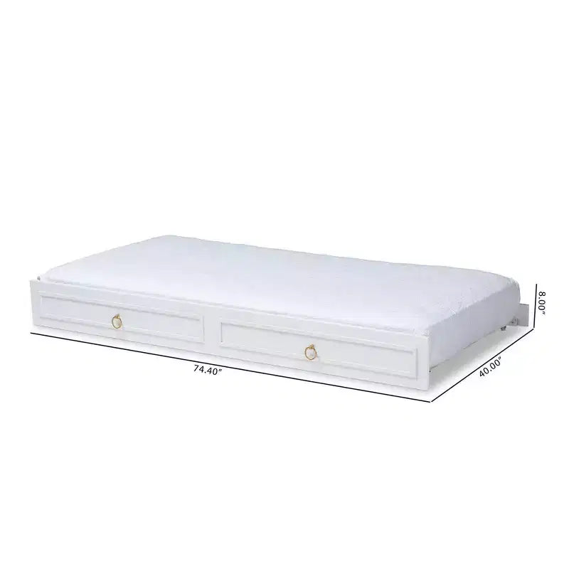 Lit gigogne double en bois blanc laqué
