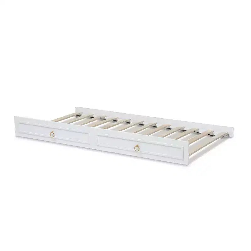 Lit gigogne double en bois blanc laqué