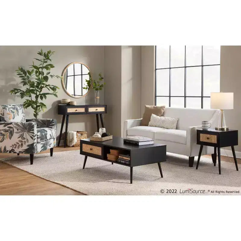 Table d'appoint Bora Bora noire - LumiSource : Table d'appoint contemporaine, pieds fuselés, tiroir de rangement