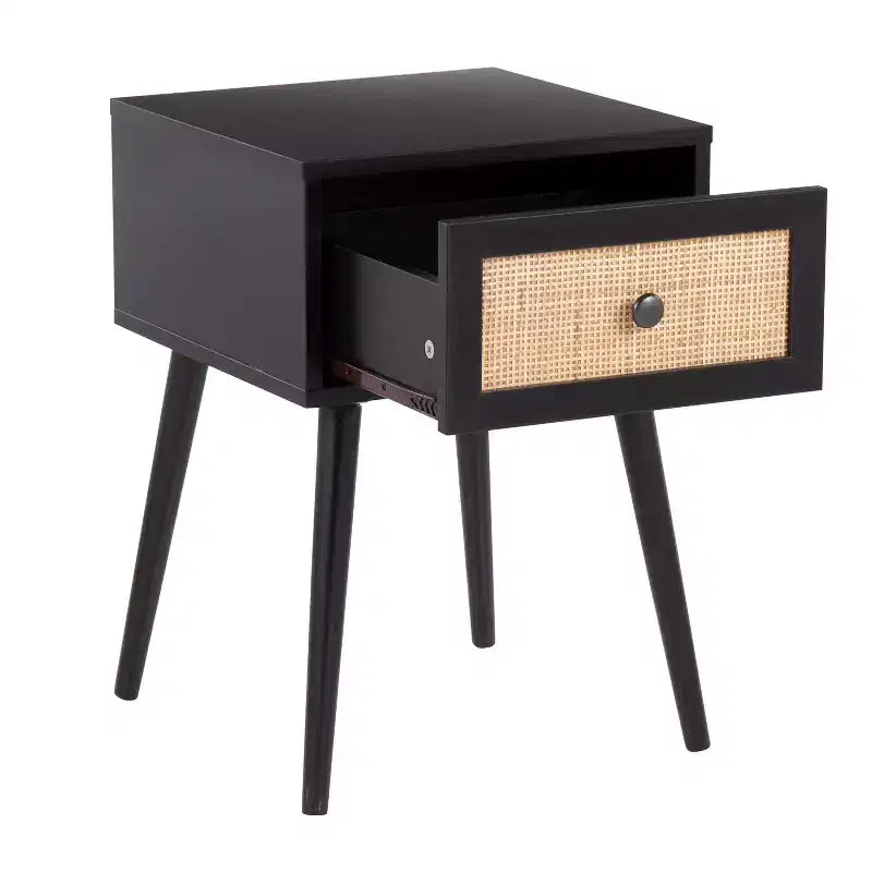 Table d'appoint Bora Bora noire - LumiSource : Table d'appoint contemporaine, pieds fuselés, tiroir de rangement