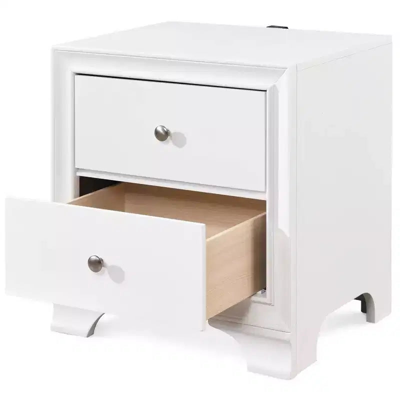 Table de chevet à 2 tiroirs avec port de chargement USB