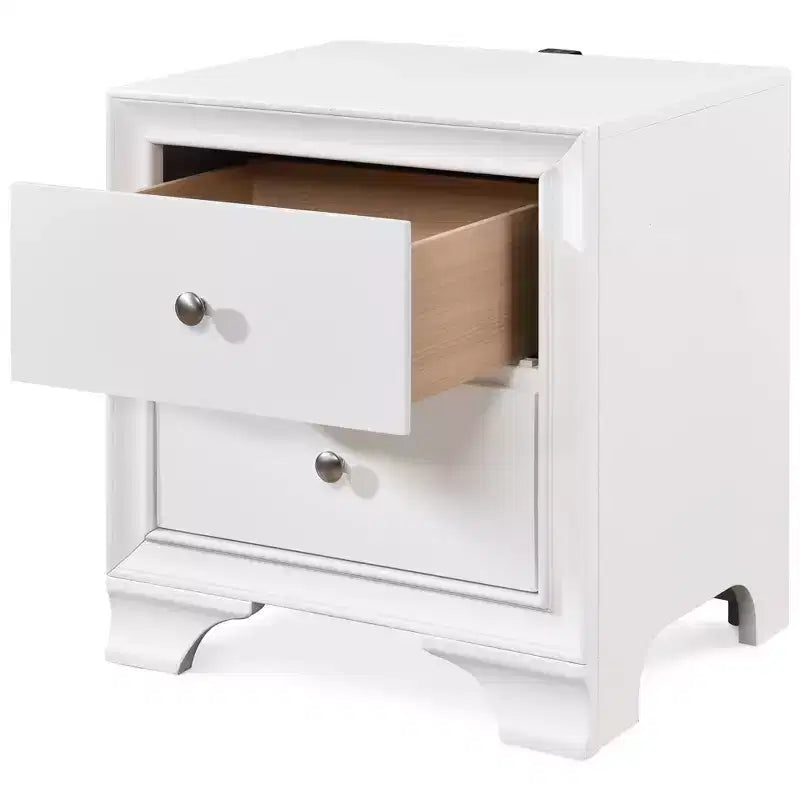 Table de chevet à 2 tiroirs avec port de chargement USB