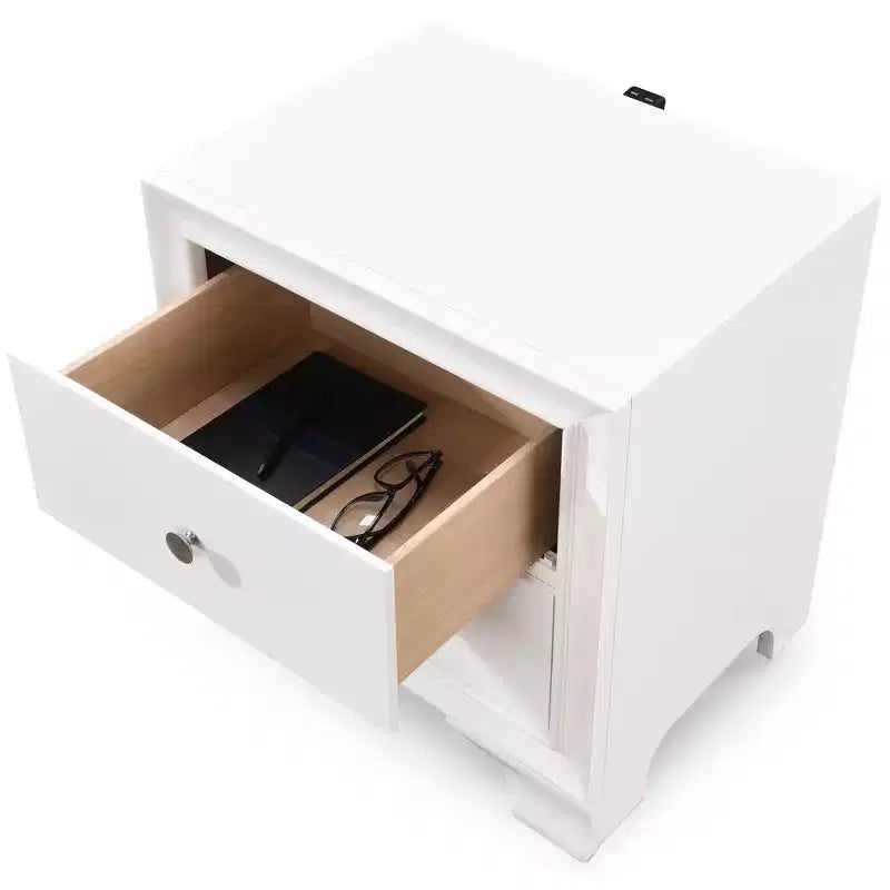 Table de chevet à 2 tiroirs avec port de chargement USB