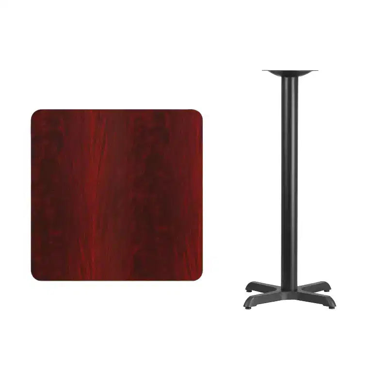 Plateau de table stratifié Emma et Oliver 30 po x 30 po avec base de table hauteur bar 22 po x 22 po