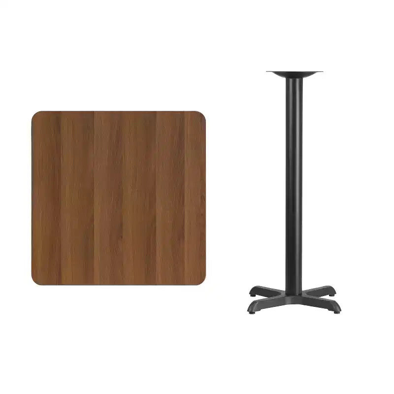 Plateau de table stratifié Emma et Oliver 30 po x 30 po avec base de table hauteur bar 22 po x 22 po