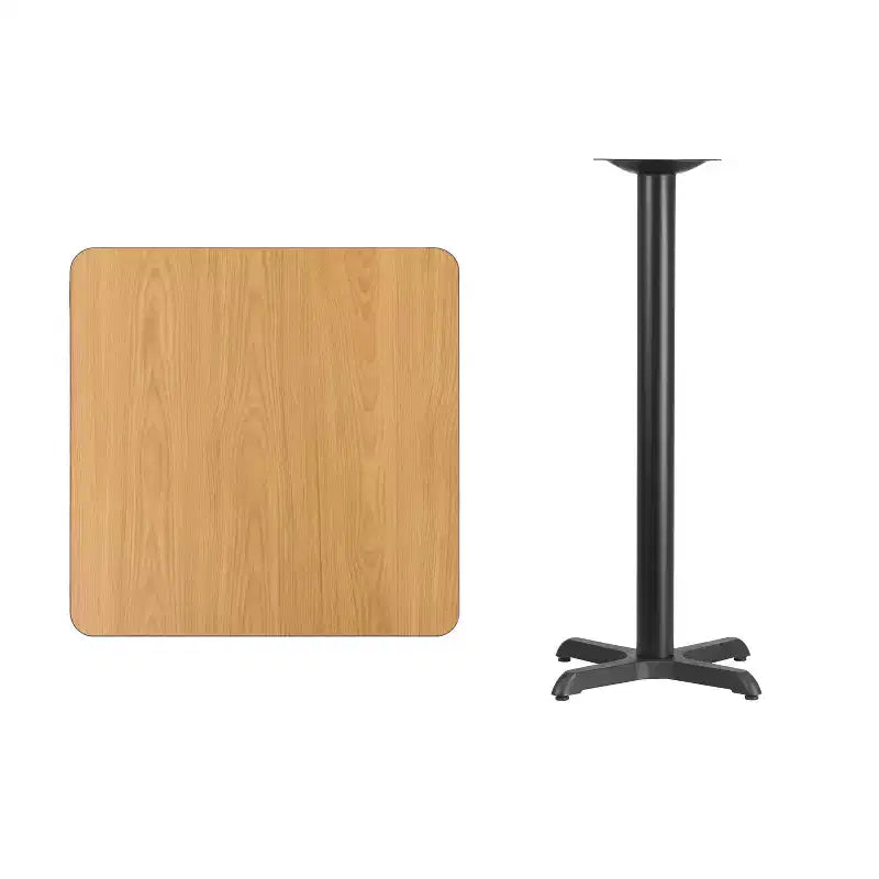 Plateau de table stratifié Emma et Oliver 30 po x 30 po avec base de table hauteur bar 22 po x 22 po