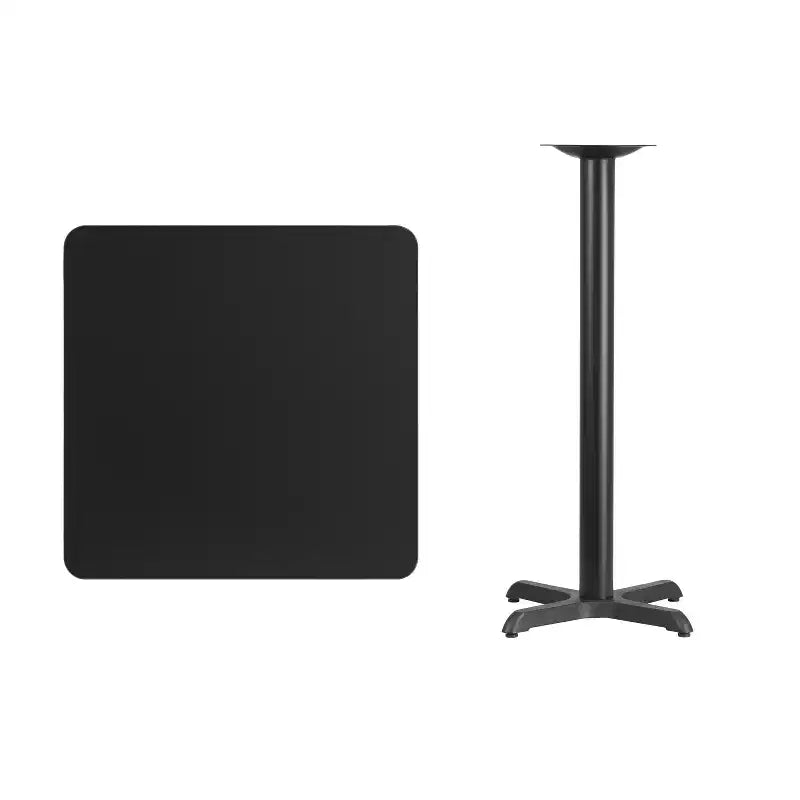 Plateau de table stratifié Emma et Oliver 30 po x 30 po avec base de table hauteur bar 22 po x 22 po