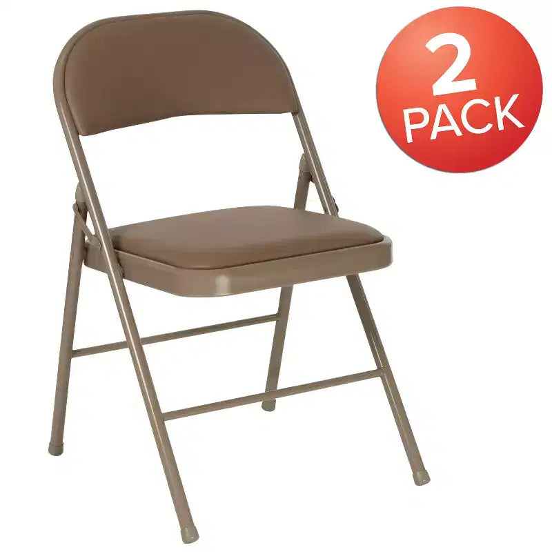 Emma et Oliver Lot de 2 chaises pliantes portables en vinyle et métal pour la maison et le bureau