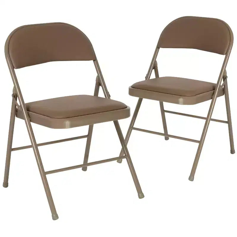 Emma et Oliver Lot de 2 chaises pliantes portables en vinyle et métal pour la maison et le bureau