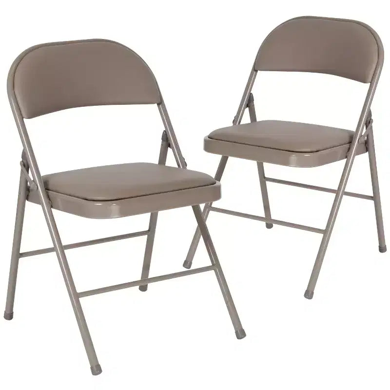 Emma and Oliver 2 Pack Home & Office Portable Vinyl Folding Metal Event Chair