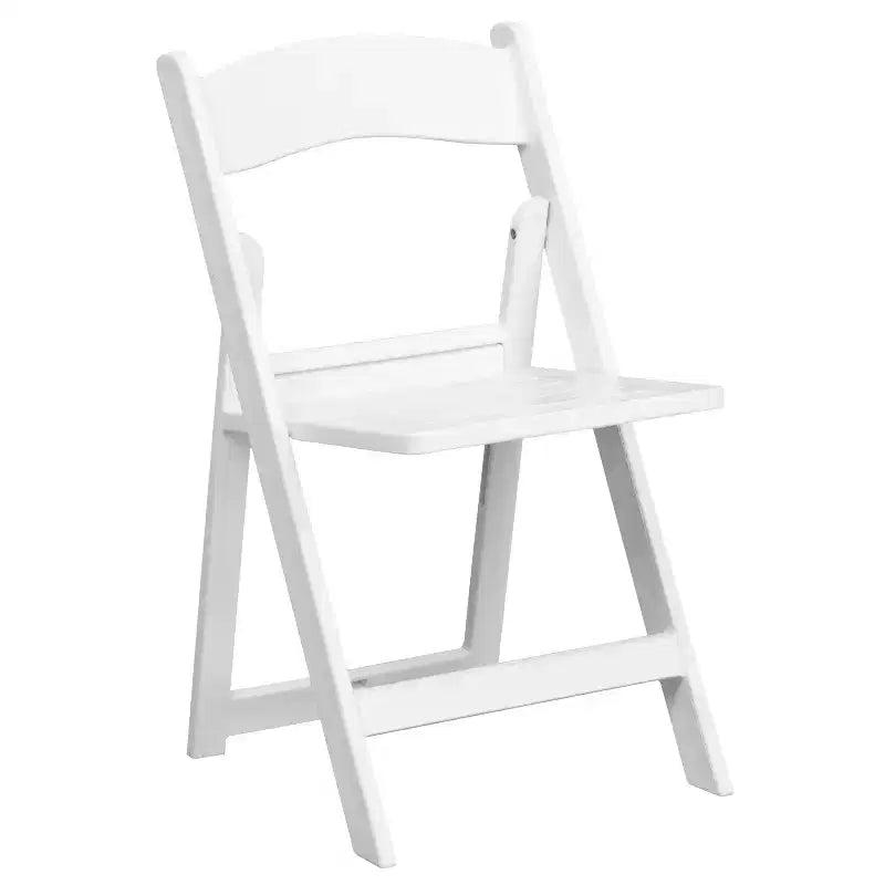 Emma et Oliver, lot de 2 chaises pliantes à lattes en résine blanche pour l'intérieur et l'extérieur, idéales pour les fêtes et la location