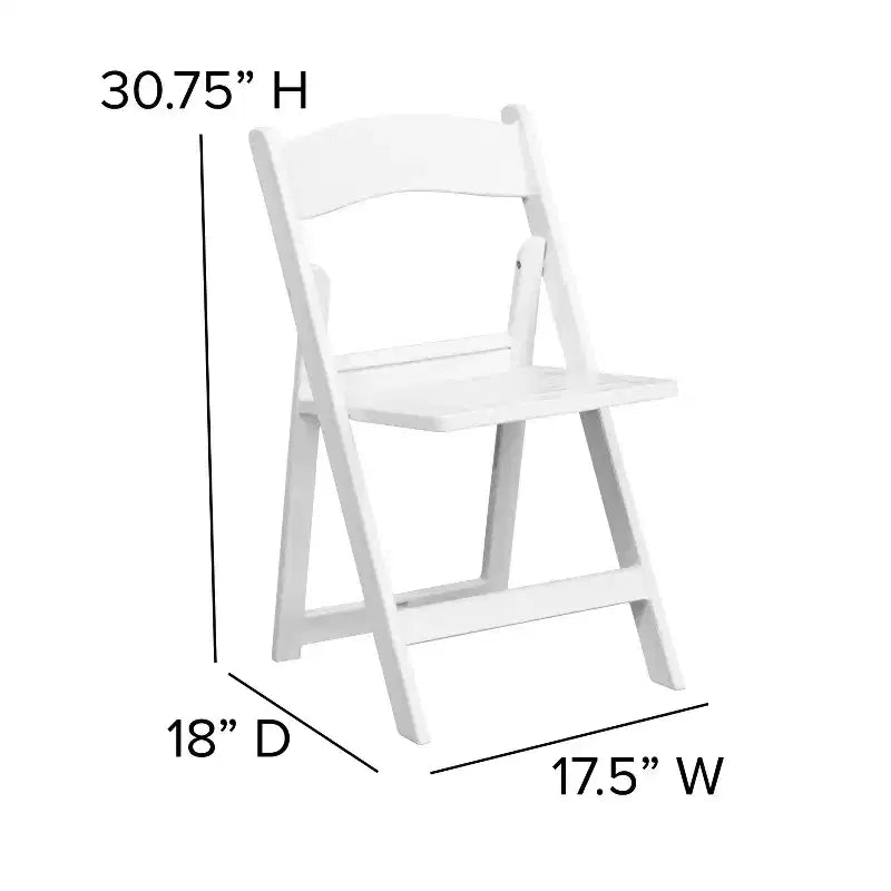 Emma et Oliver, lot de 2 chaises pliantes à lattes en résine blanche pour l'intérieur et l'extérieur, idéales pour les fêtes et la location