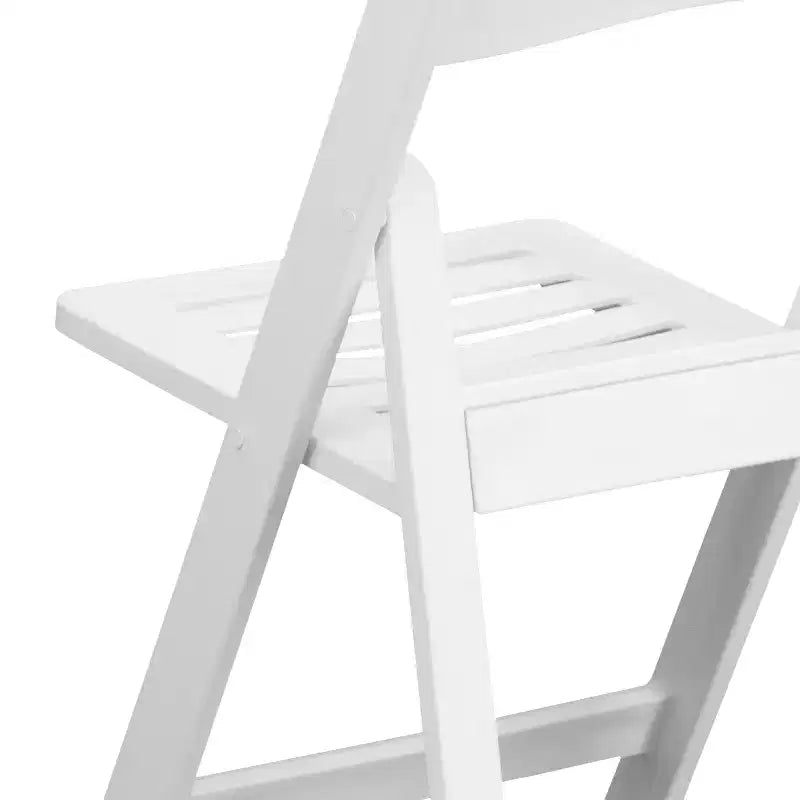 Emma et Oliver, lot de 2 chaises pliantes à lattes en résine blanche pour l'intérieur et l'extérieur, idéales pour les fêtes et la location