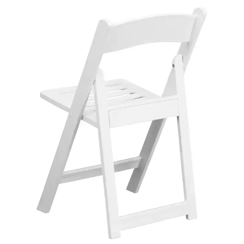 Emma et Oliver, lot de 2 chaises pliantes à lattes en résine blanche pour l'intérieur et l'extérieur, idéales pour les fêtes et la location