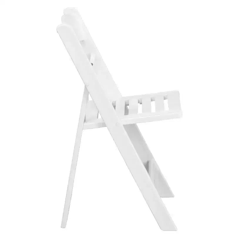 Emma et Oliver, lot de 2 chaises pliantes à lattes en résine blanche pour l'intérieur et l'extérieur, idéales pour les fêtes et la location