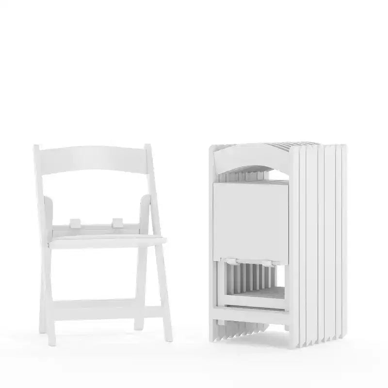 Emma and Oliver 10 Pack Kids White Resin Folding Event Party Chair with Vinyl Padded Seat
